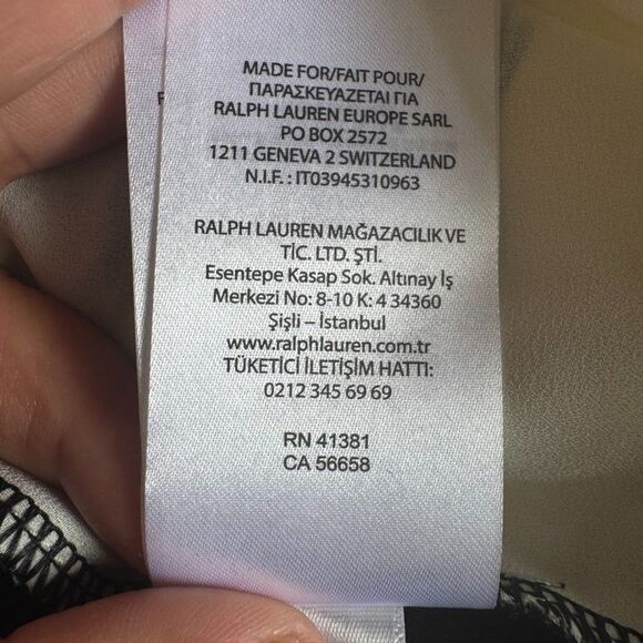 RALPH LAUREN Sz MEDIUM Equestrian Knee Length Shirt dress 3/4 Sleeve Ivory Black - Picture 14 of 14